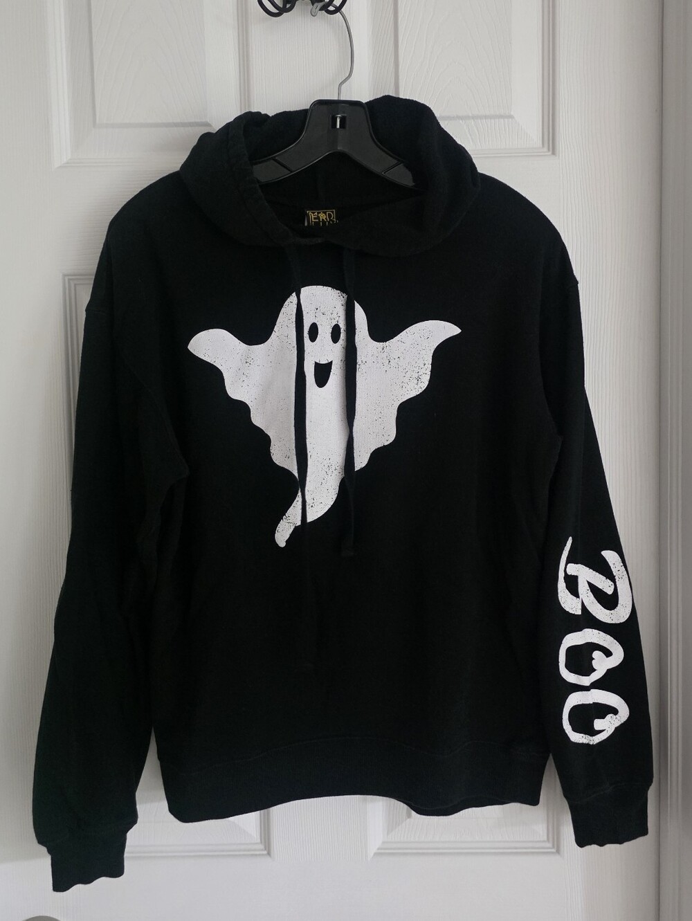 Black & White Ghost Graphic Hoodie Sz S Halloween Spooky Babe Boo